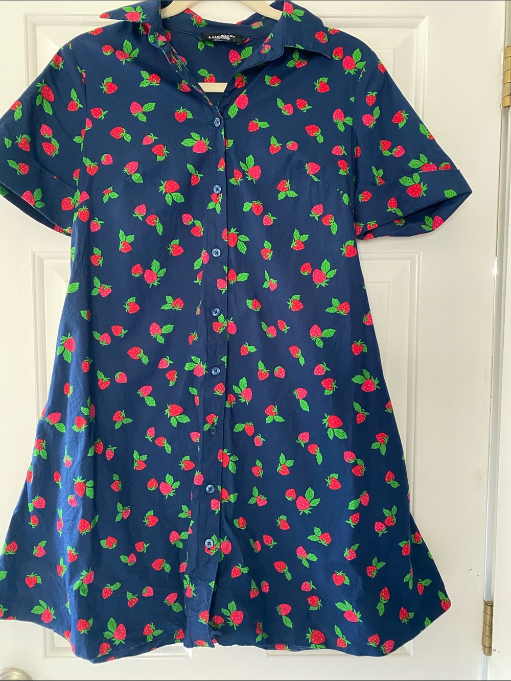 Kate Spade Navy Strawberry Print Dress, xs